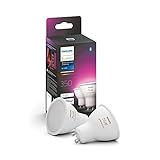 Philips Hue White & Color Ambiance GU10 LED Spots 2-er Pack (350 lm), dimmbare LED Lampen für das Hue Lichtsystem mit 16 Mio. Farben, smarte Lichtsteuerung über Sprache und App